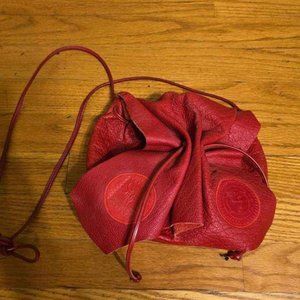 Red Leather Carlos Falchi Buffalo Shoulder Purse